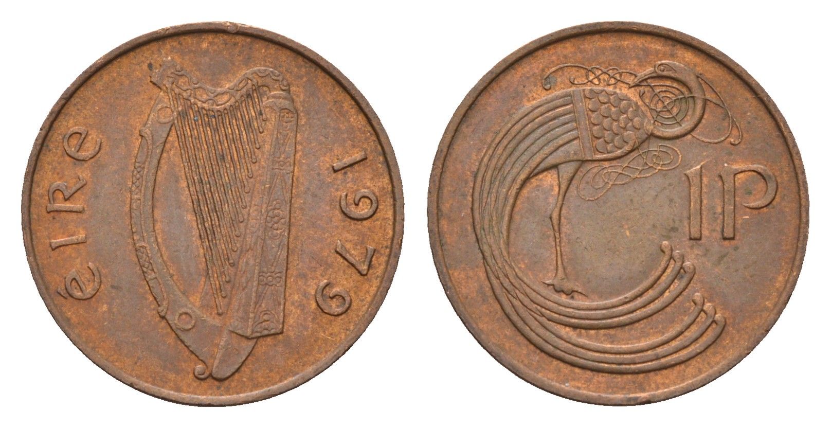 Ирландия 1 пенни 1979 мифологическая птица лира KM 20 бронза 4690-415