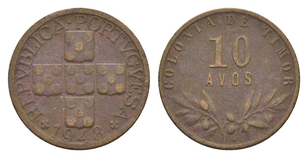 Португальский Тимор 10 аво 1948 KM 5 бронза 4630-1137