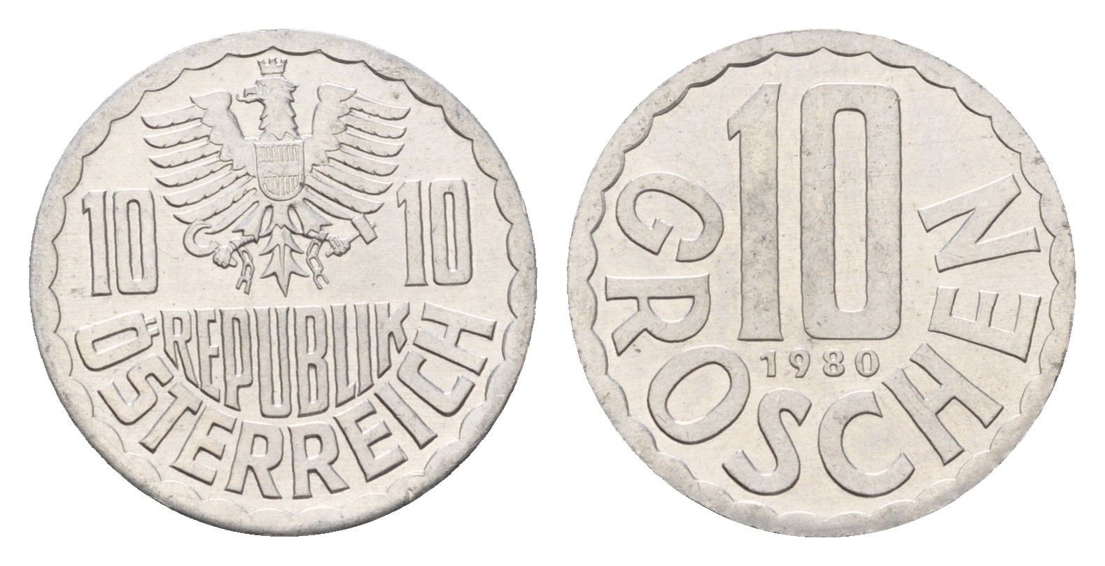 Австрия 10 грошей 1980 KM 2878 алюминий aUNC 4630-148