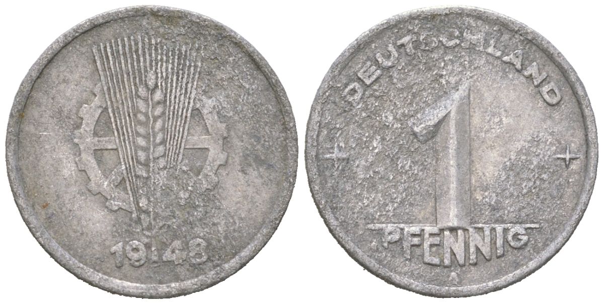 ГДР 1 пфенниг 1948 A KM 1 алюминий 206-1268