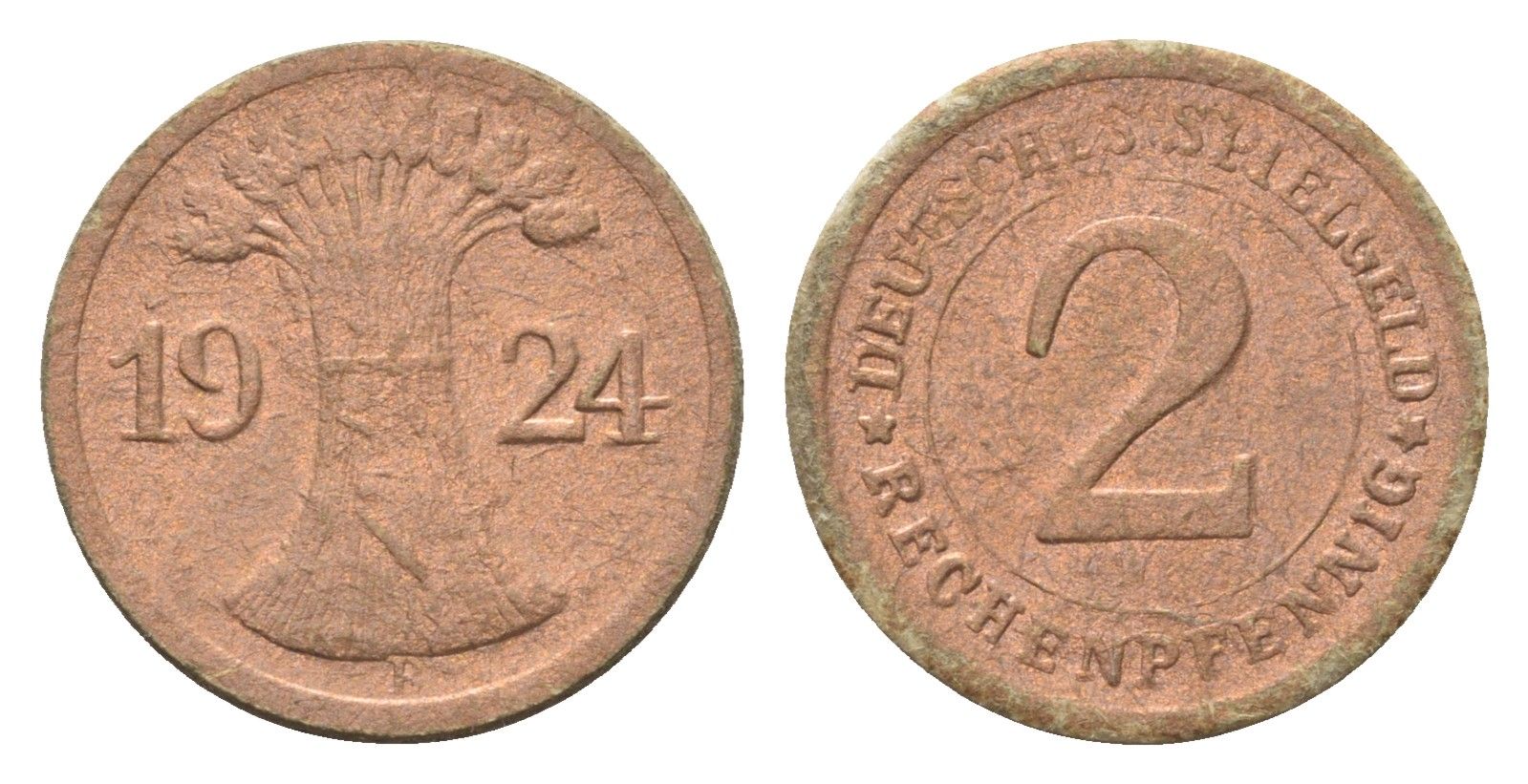 Германия игровой жетон в 2 рентенпфеннига 1924 диаметр 20 мм, вес 0,4 гр картон 4702-957