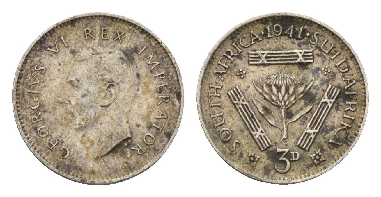 ЮАР 3 пенса 1941 Георг VI (1936-1952) KM 26 серебро 4564-664