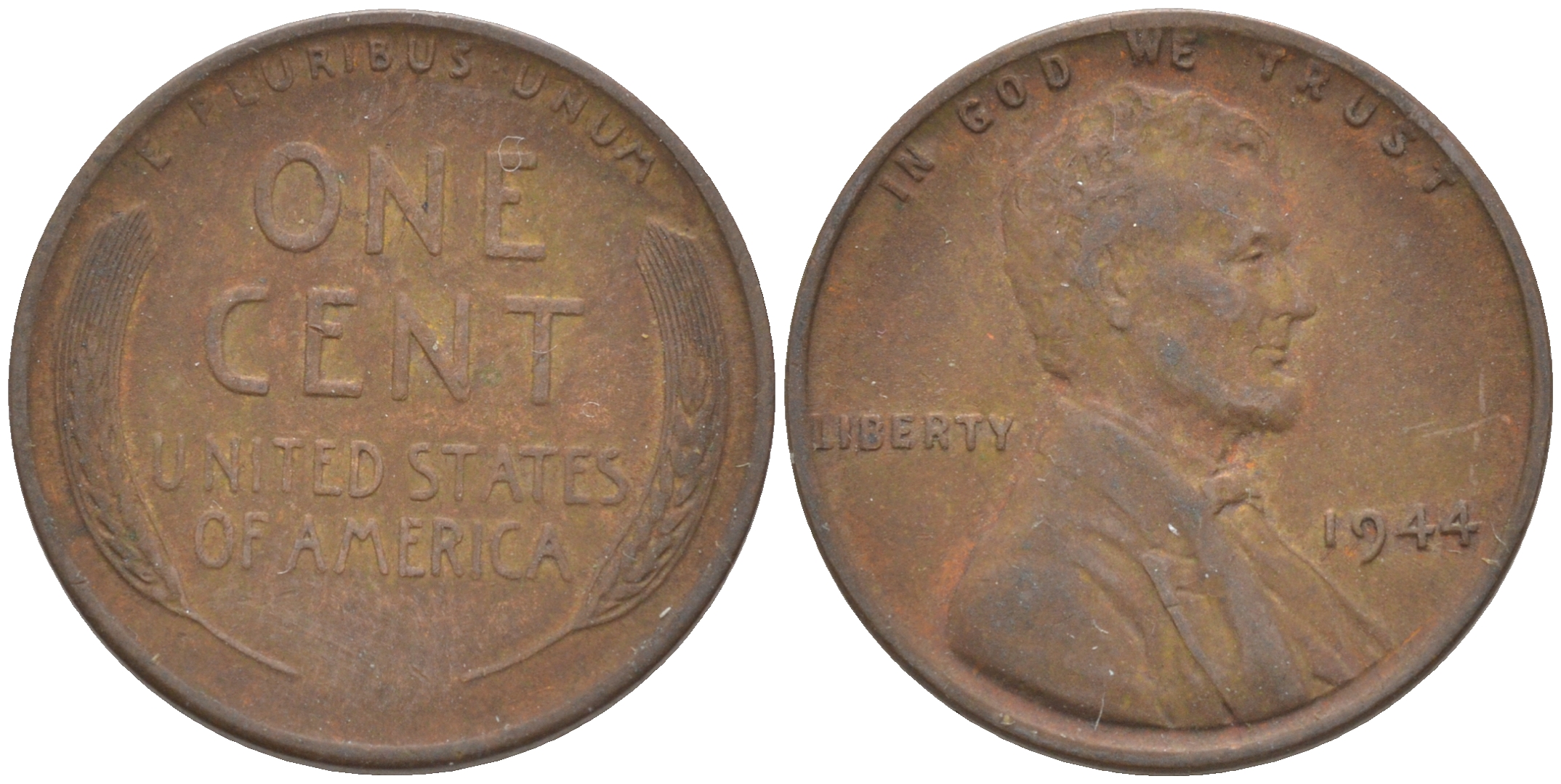 США 1 ЦЕНТ 1944 ЛИНКОЛЬН KM А132 медь цинк 187-1132
