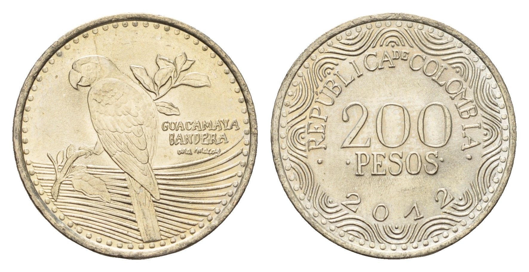 Колумбия 200 песо 2012 KM 297 медь цинк никель UNC 4686-442