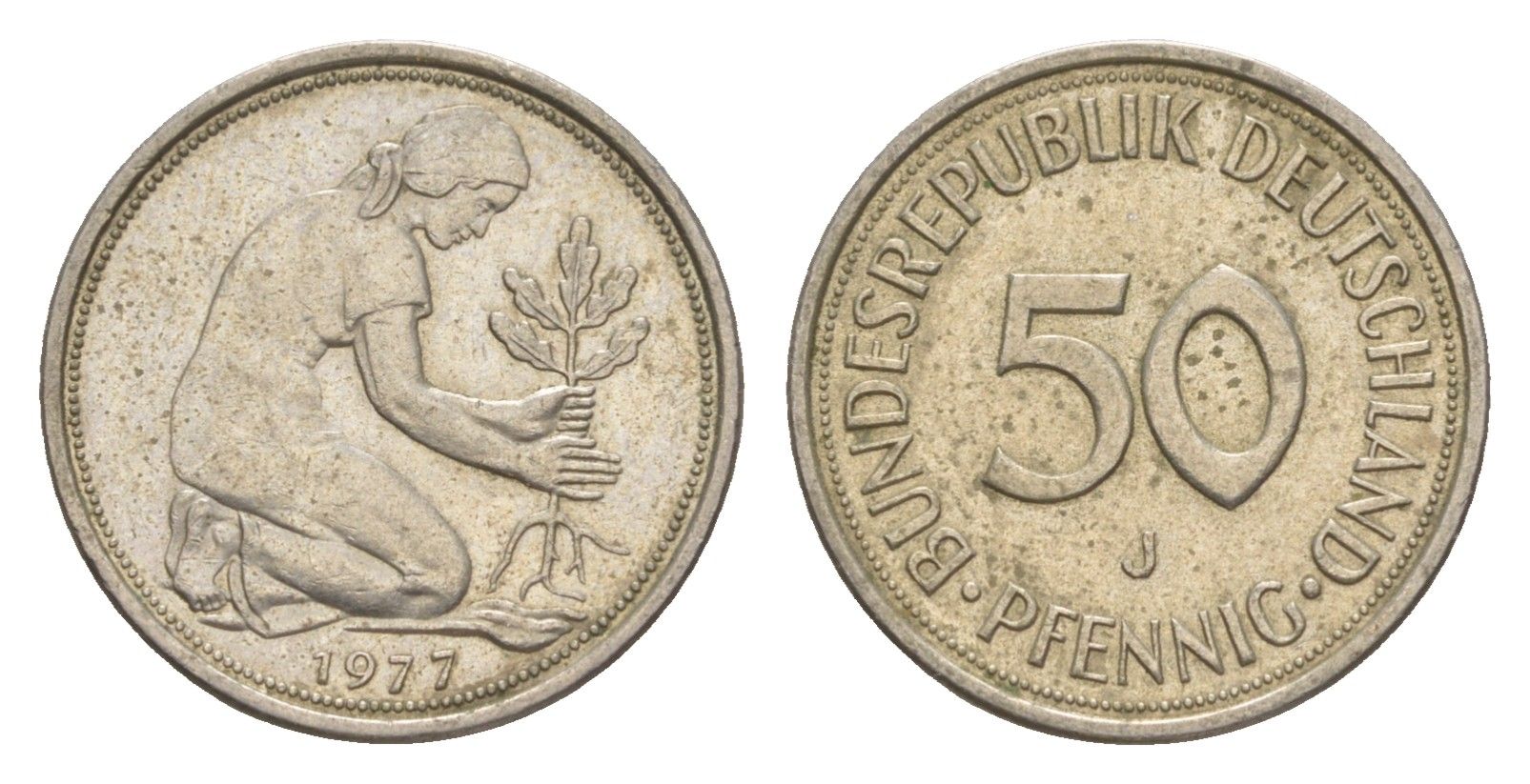 ФРГ 50 пфеннигов 1977 J KM 109, J. 384 медно-никель 4611-125