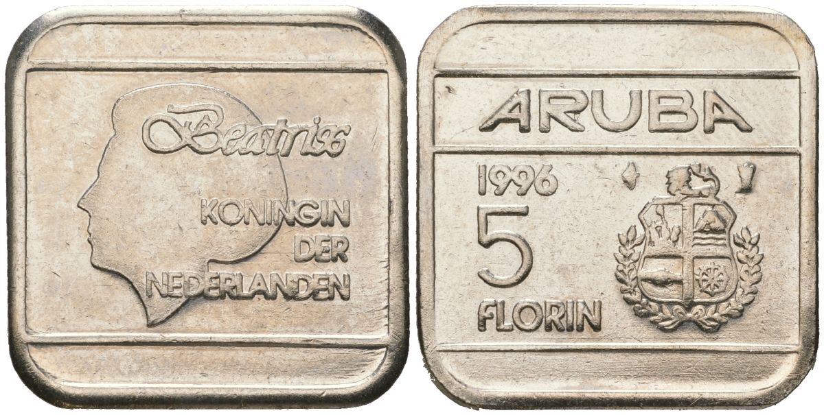 Аруба 5 флоринов 1996 Беатрикс (1980-2013) KM 12 сталь плакированная никелем 4619-424