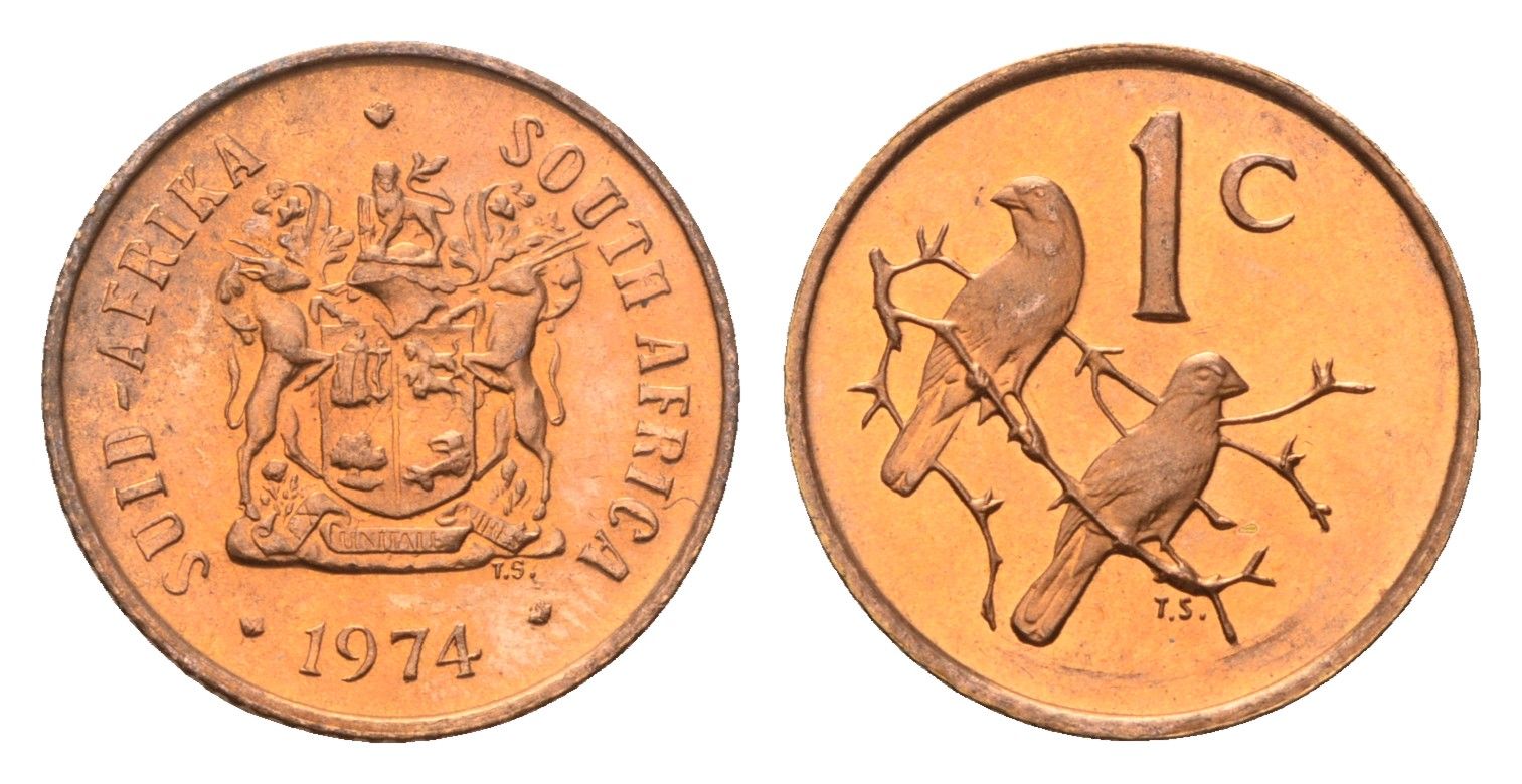 ЮАР 1 цент 1974 V KM 82 бронза PROOF 4685-766