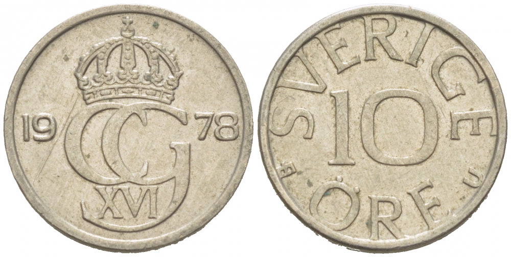 Швеция 10 эре 1978 U Карл XVI Густав (1973- ) KM 850 медно-никель 3955-335