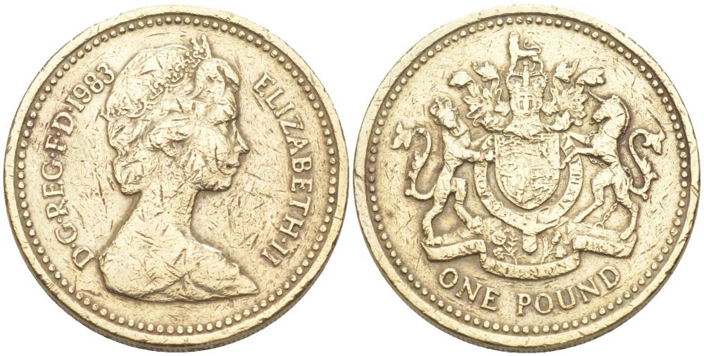 Великобритания 1 фунт 1983 Елизавета II (1952-2022) KM 933, Spink 4221 никель латунь 68-1143