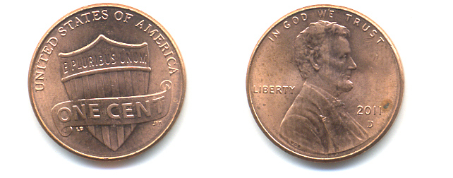 США 1 ЦЕНТ 2011 D ЛИНКОЛЬН, ЩИТ KM 469 цинк плакированный медью 86-364