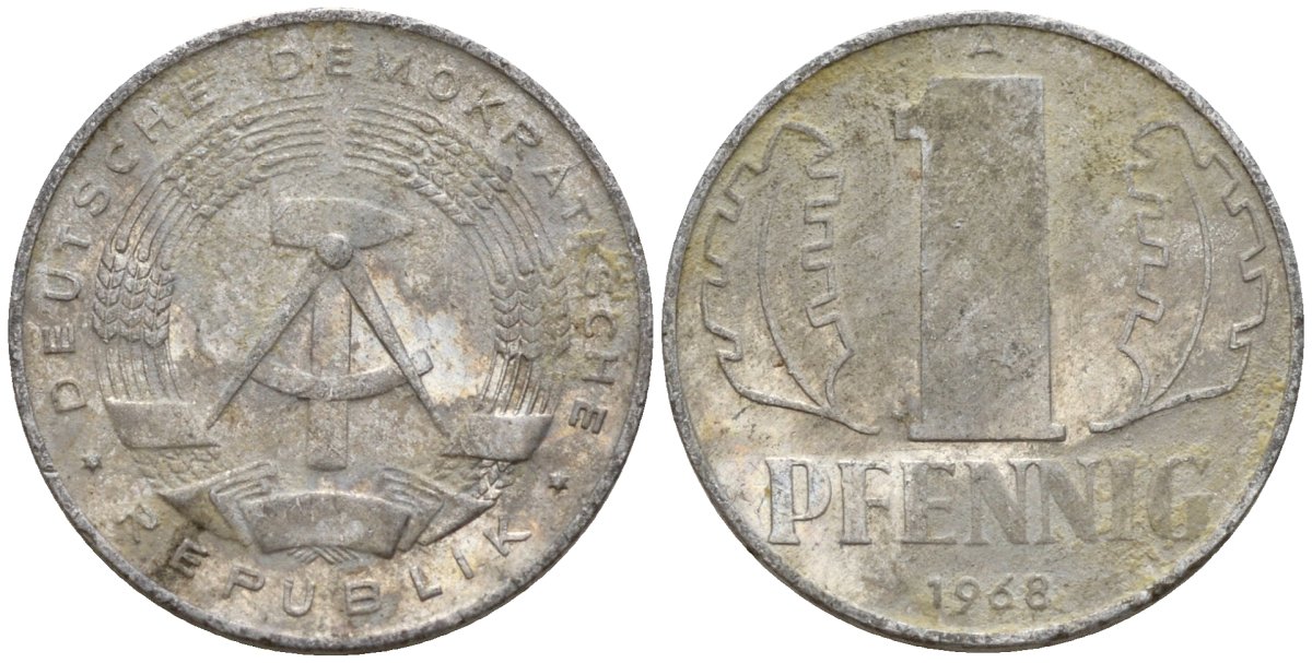 ГДР 1 пфенниг 1968 A KM 8.1 алюминий 44-1128