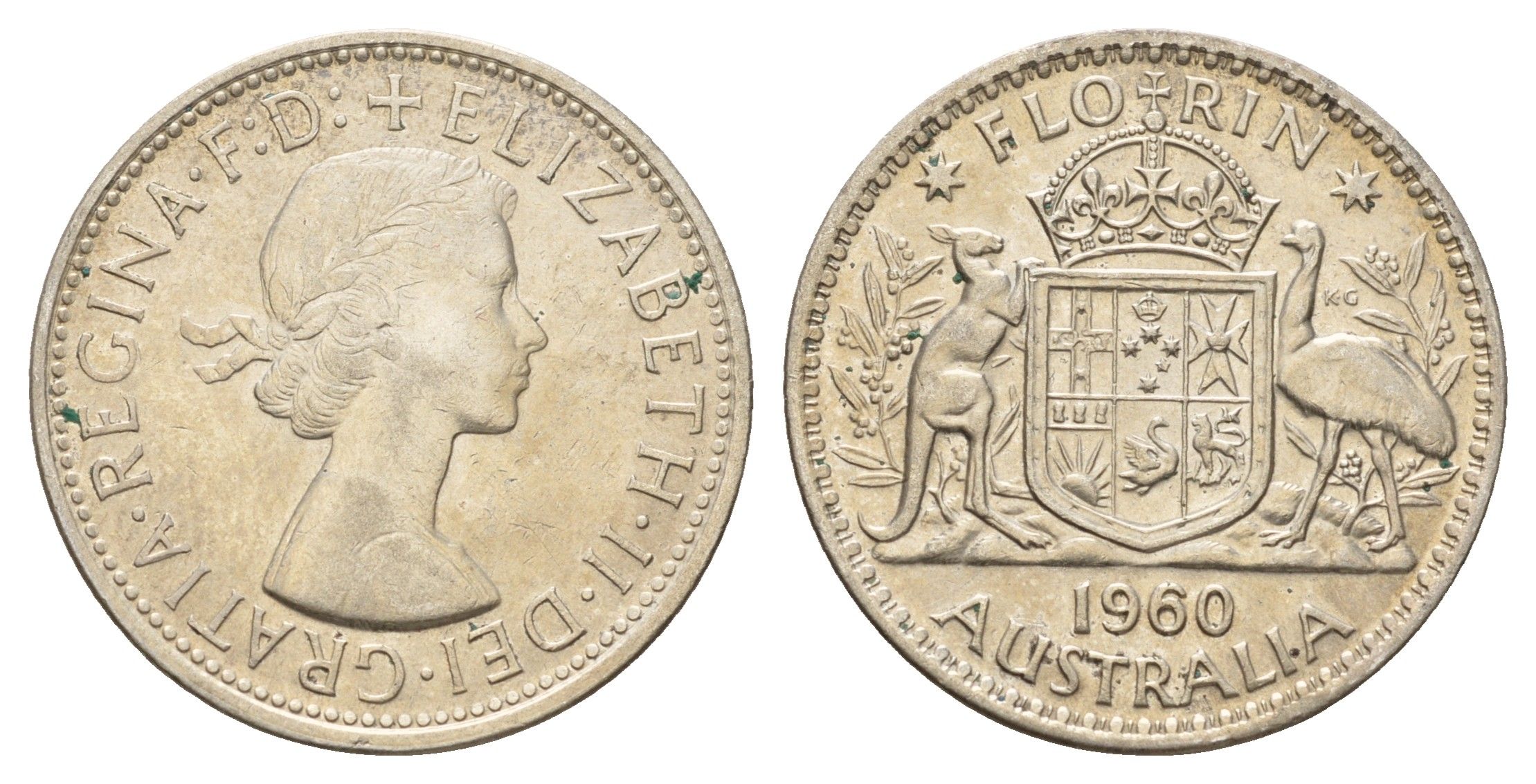 Австралия 2 шиллинга (флорин) 1960 Елизавета II (1952-2022) KM 60 серебро aUNC 4671-554