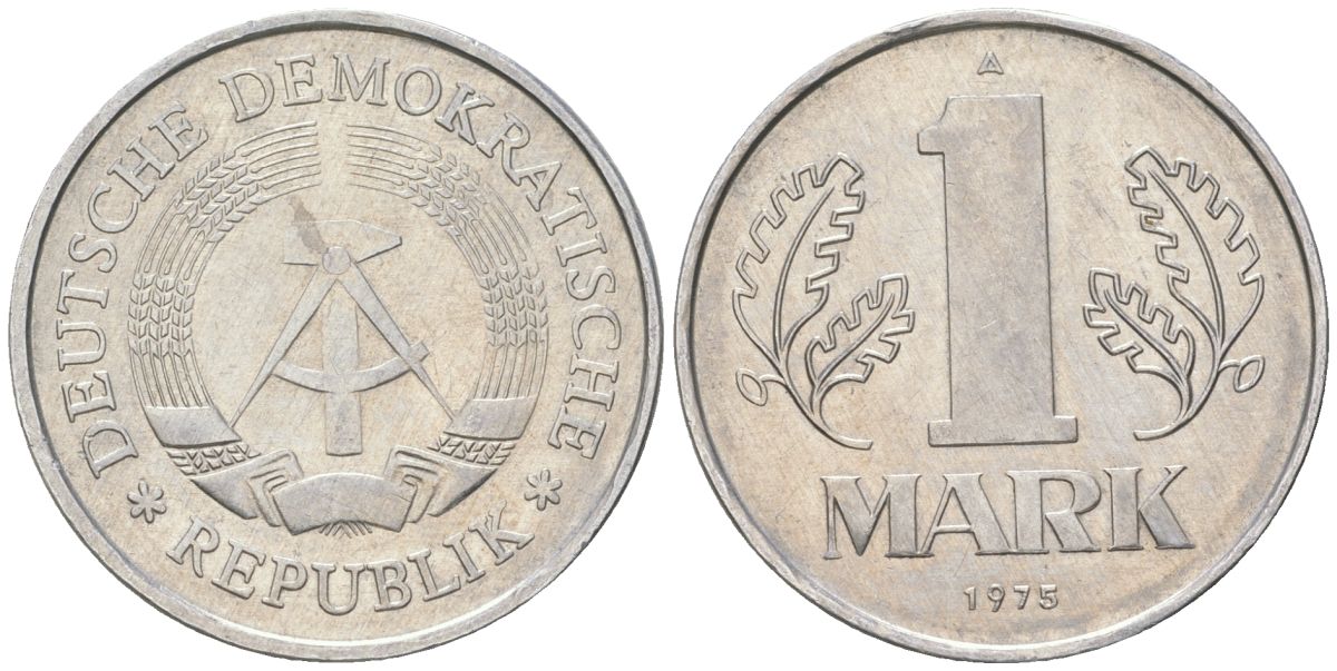 ГДР 1 марка 1975 A KM 35.2 алюминий aUNC 4575-1115