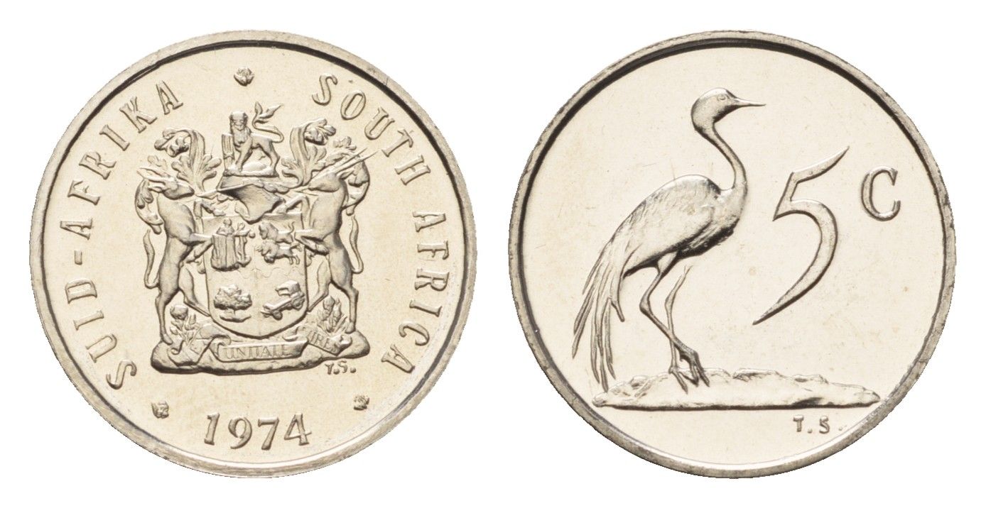 ЮАР 5 центов 1974 KM 84 никель PROOF 4685-767