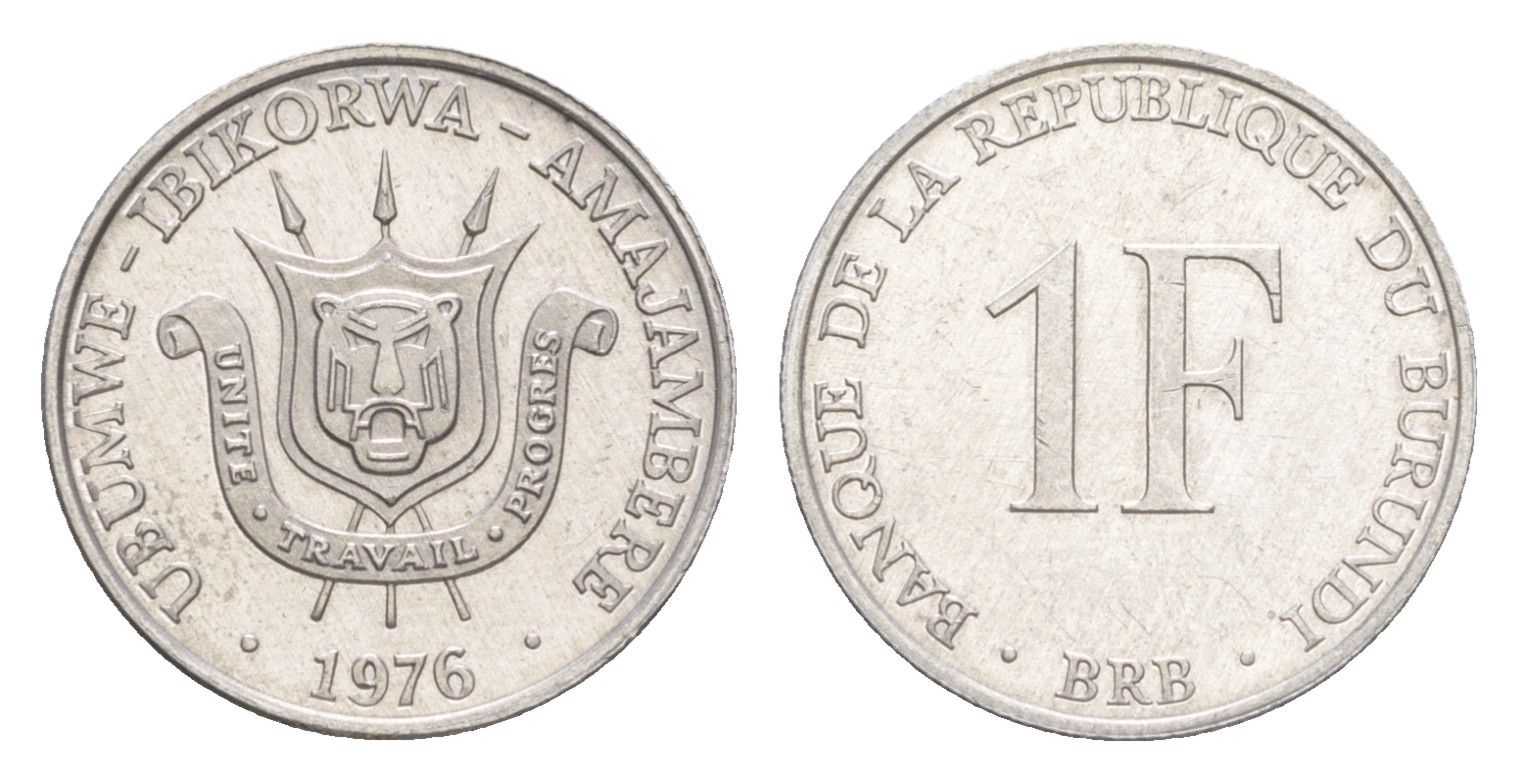 Бурунди 1 франк 1976 KM 19 алюминий UNC 4644-323