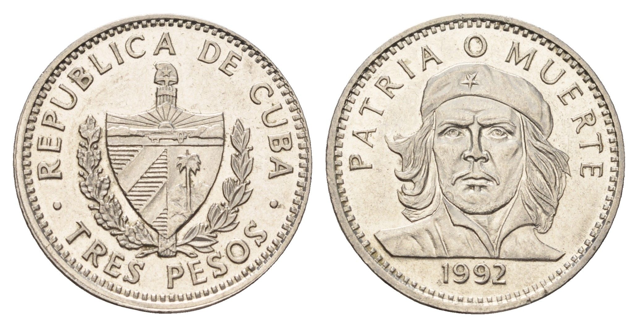 Куба 3 песо 1992 Эрнесто Че Гевара KM 346a сталь плакированная никелем 4675-233