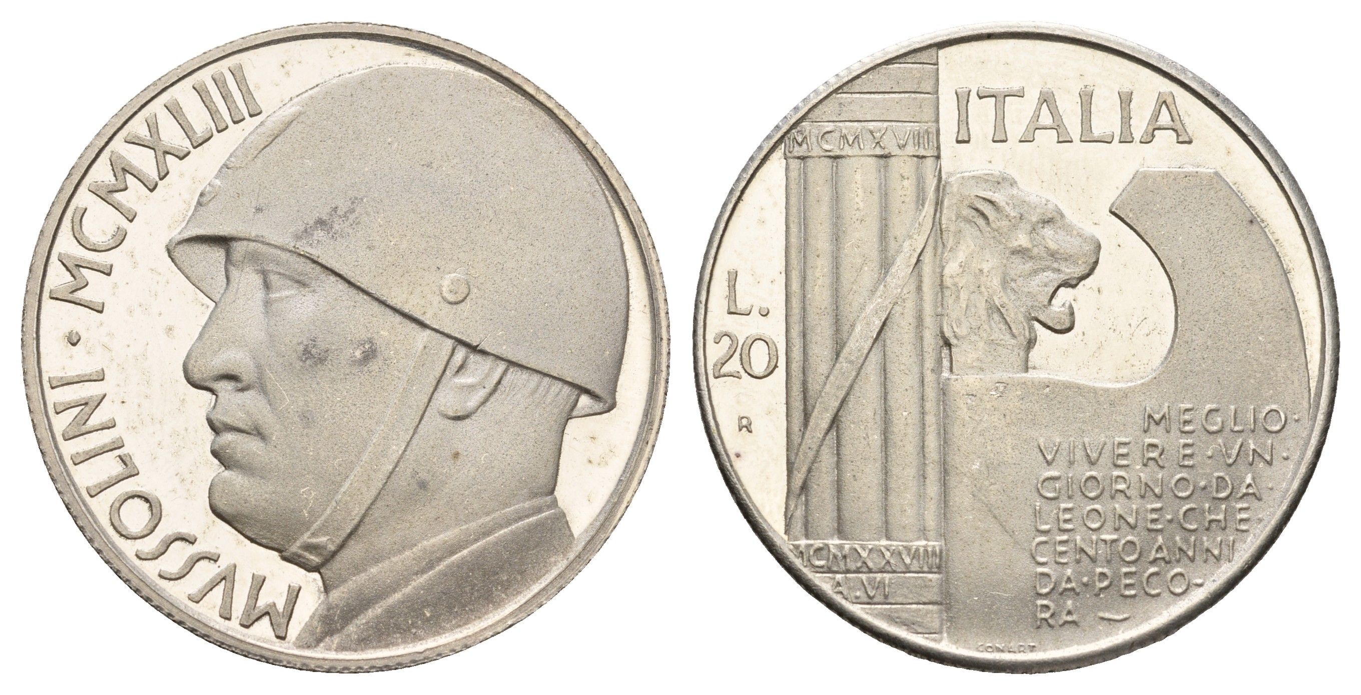 Италия фентезийная монета - жетон - 20 лир 1928 диаметр 35,5 мм, вес 15,9 гр никель 4667-1023