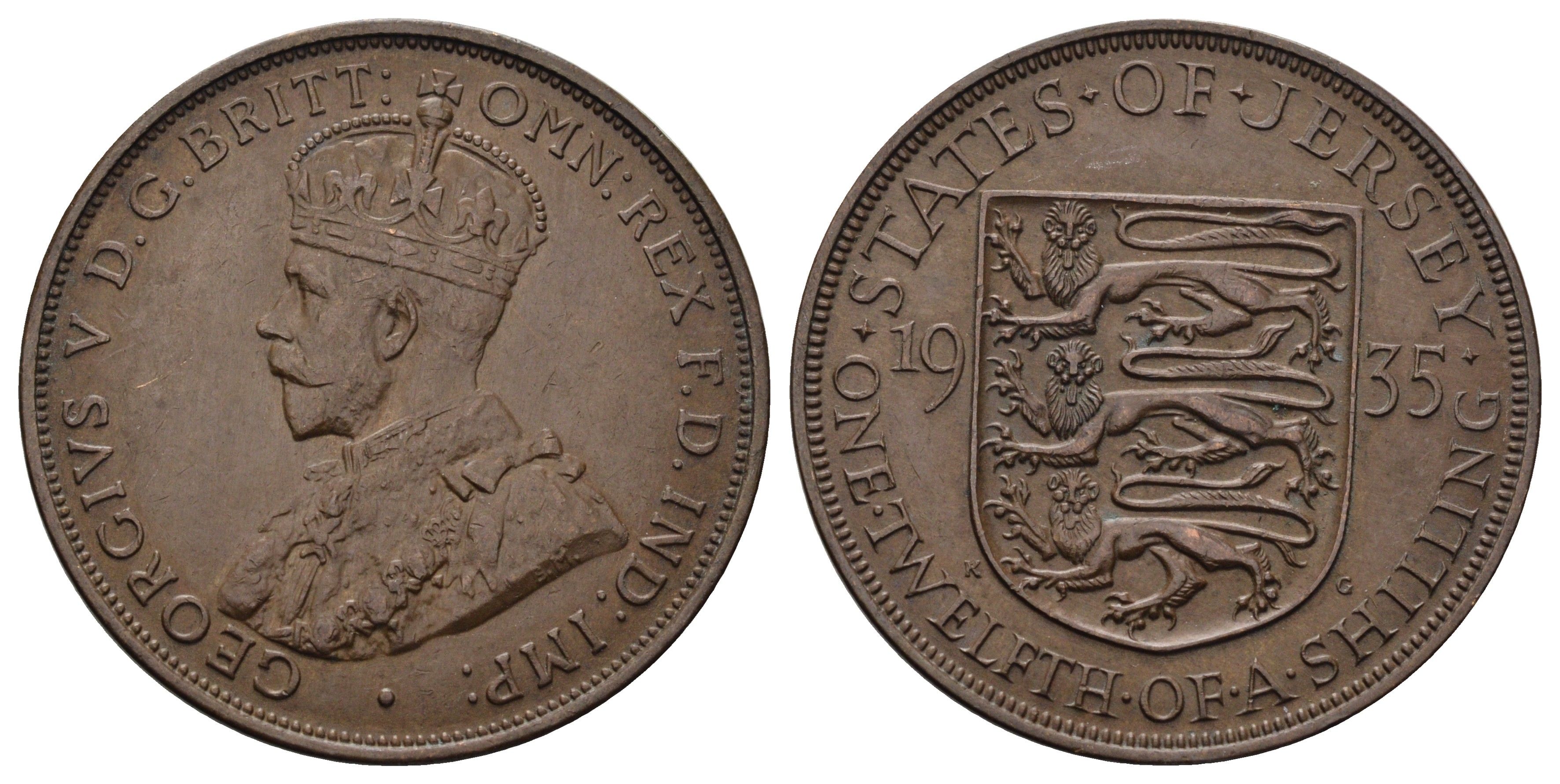 Джерси 1/12 шиллинга 1935 Георг V (1910-1936) KM 16 бронза 4512-521