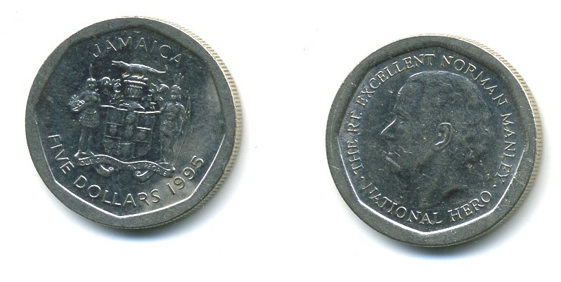 ЯМАЙКА 5 ДОЛЛАРОВ 1995 KM 163 сталь 4364-1052