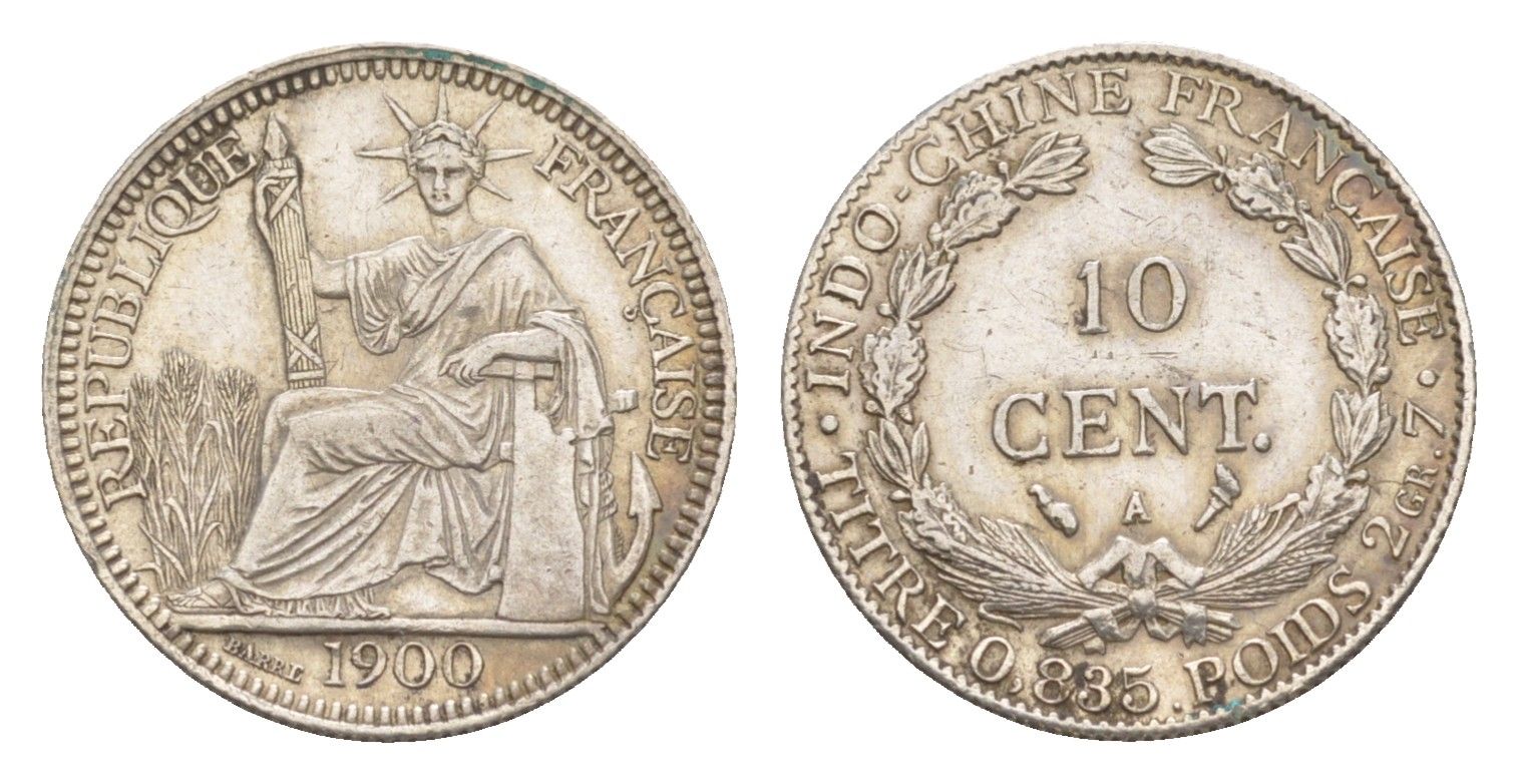 Французский Индокитай 10 центов 1900 KM 9 серебро 413-413