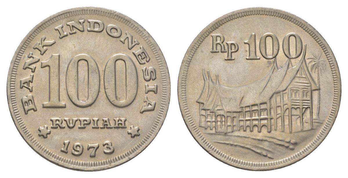 Индонезия 100 рупий 1973 KM 36 медно-никель aUNC 4624-1014