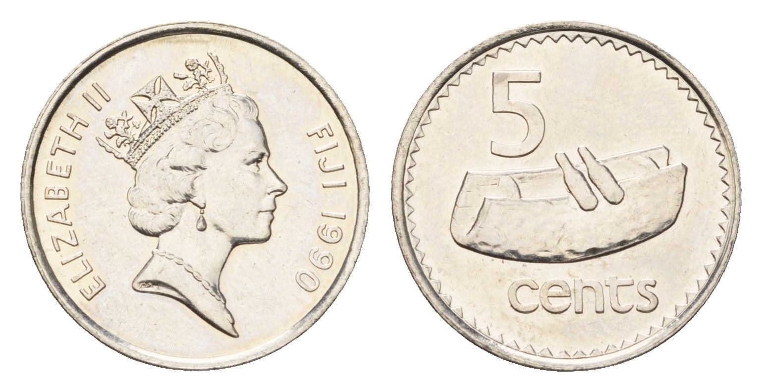 Фиджи 5 центов 1990 KM 51a цинк плакированная никелем UNC 4669-546