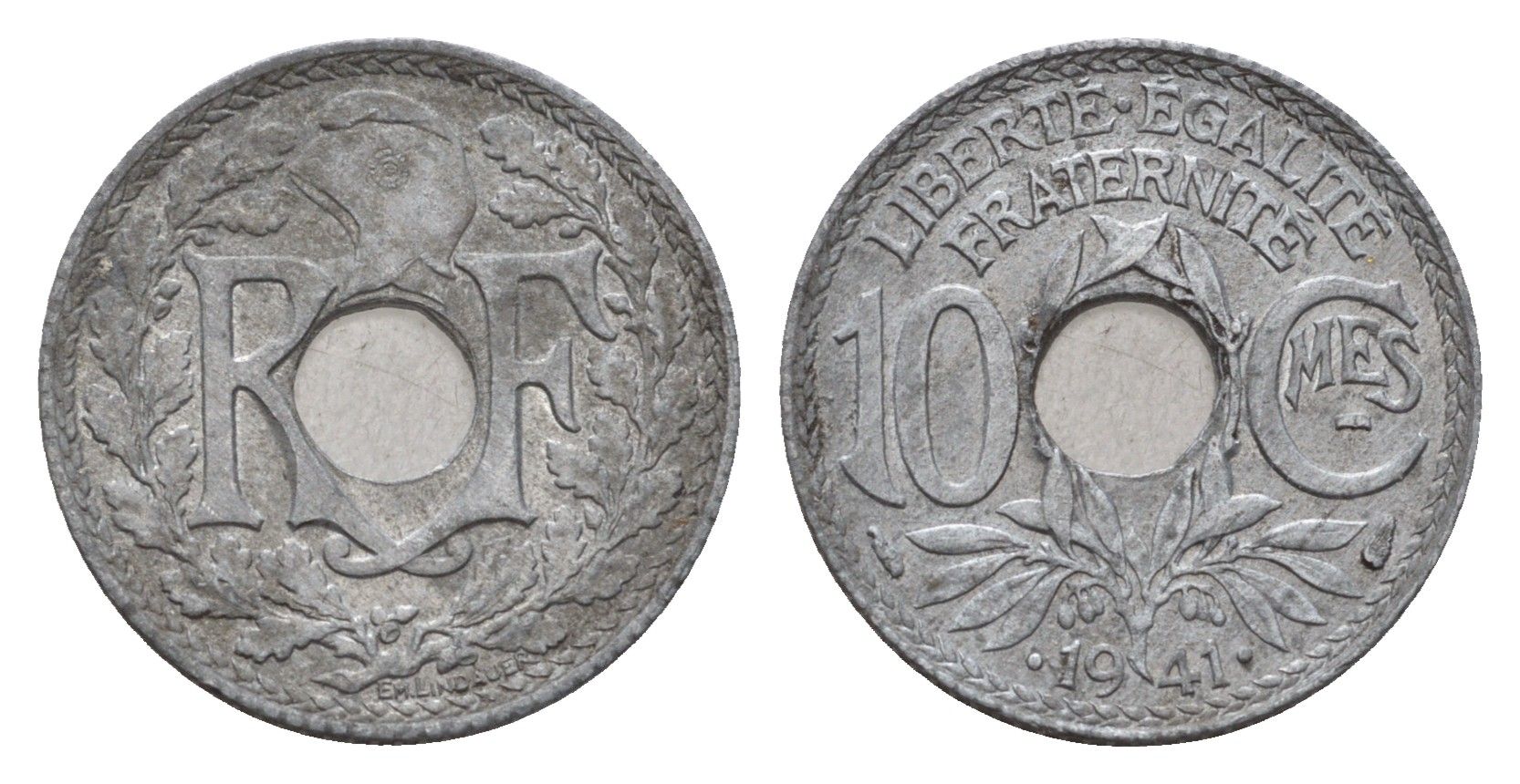 Франция 10 сантимов 1941 KM 895 цинк 4647-828