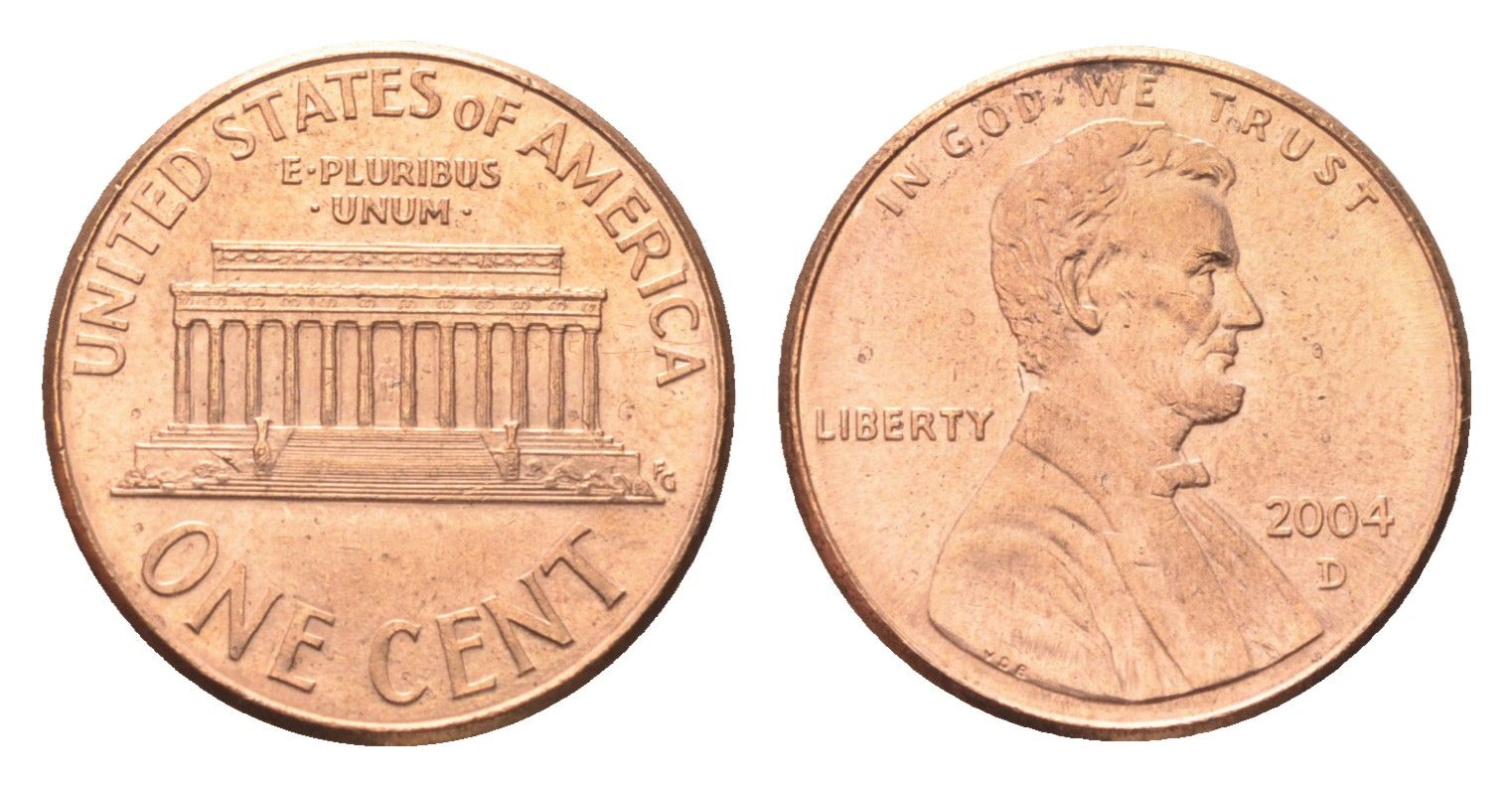 США 1 цент 2004 D, Линкольн KM 201b цинк плакированный медью UNC 4705-768