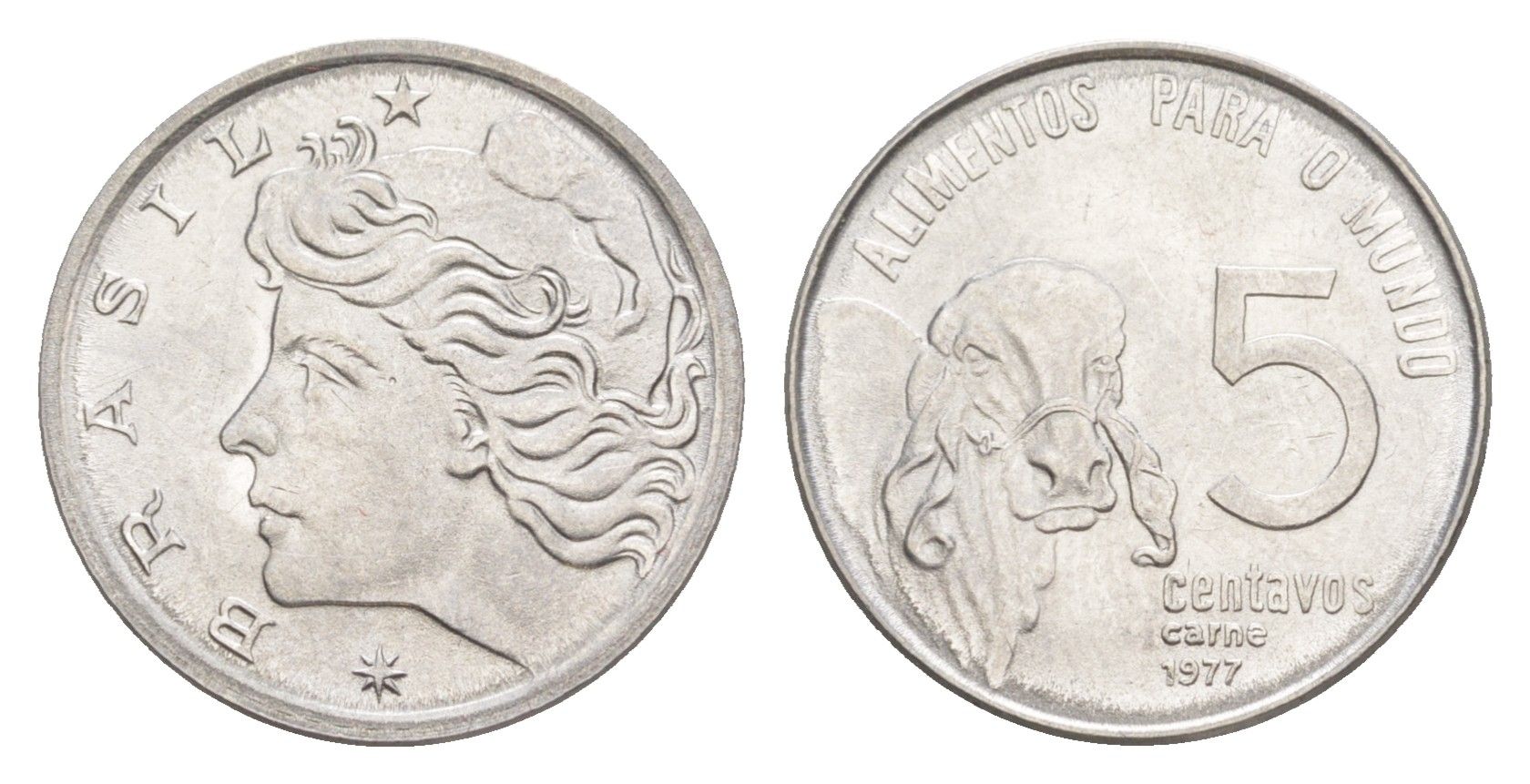 Бразилия 5 сентаво 1977 ФАО - Зебу KM 587 нержавеющая сталь UNC 4644-423