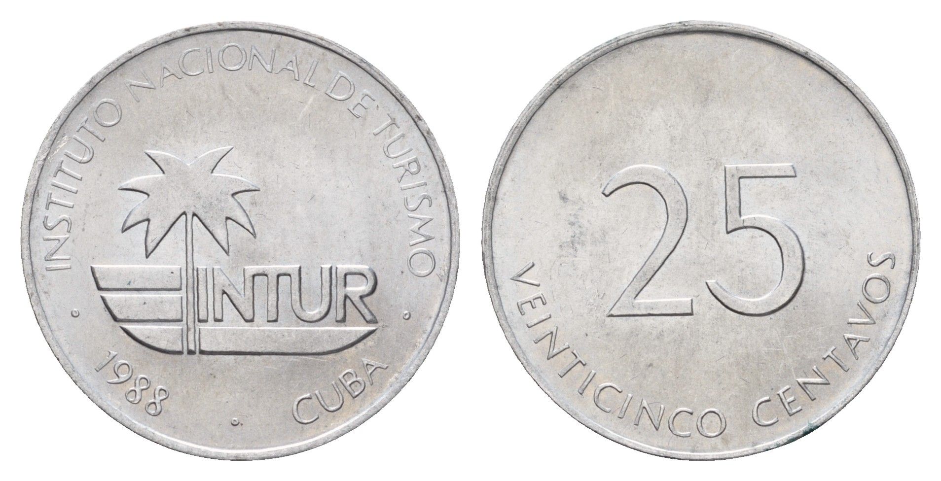 Куба 25 сентаво 1988 туристические деньги, INTUR KM 419 алюминий UNC 4686-1043