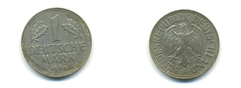 ФРГ 1 МАРКА 1964 D KM 110 медно-никель 54-2345