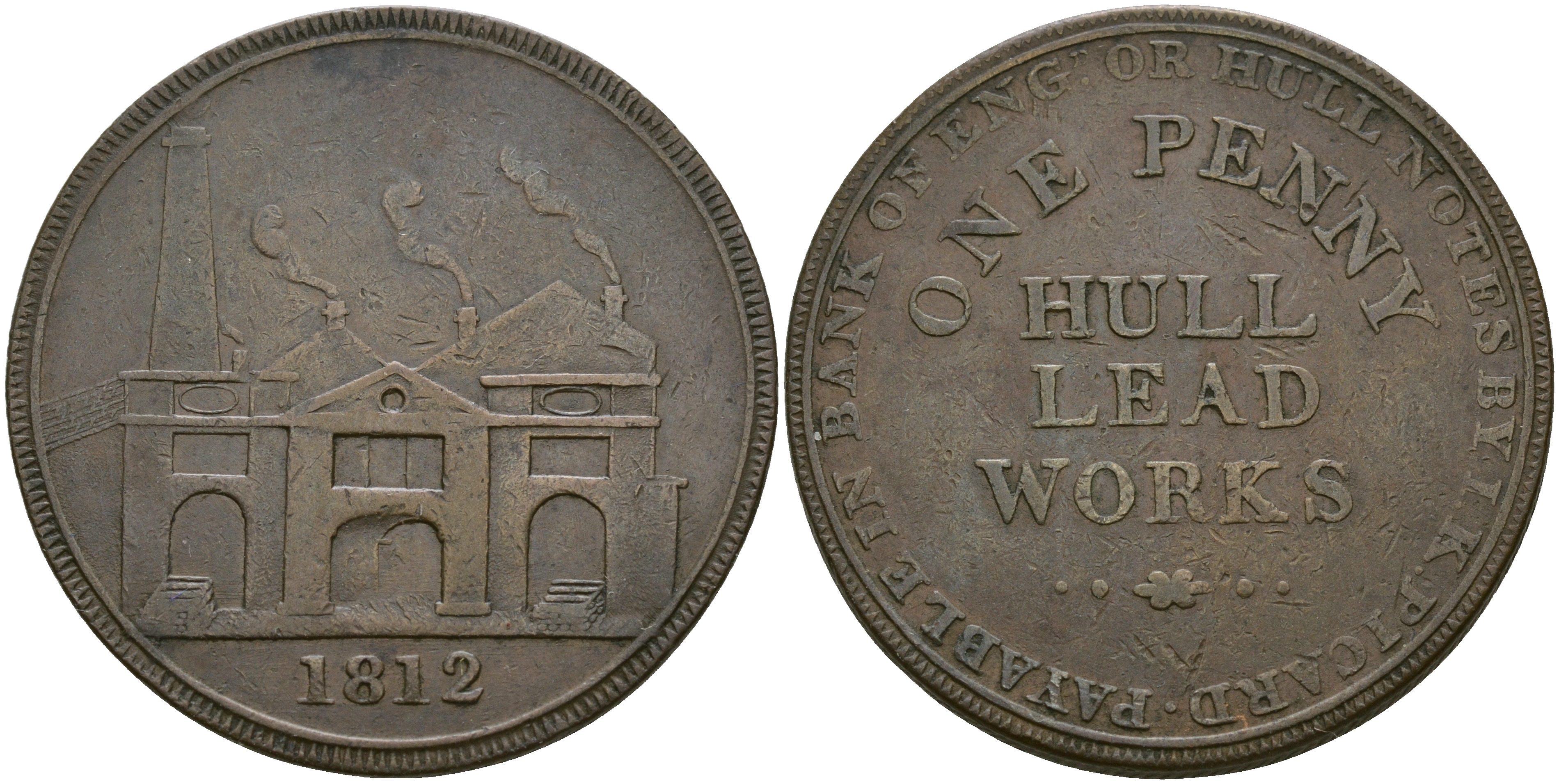 Великобритания, Йоркшир 1 пенни 1812 Withers 756a медь 413-5231