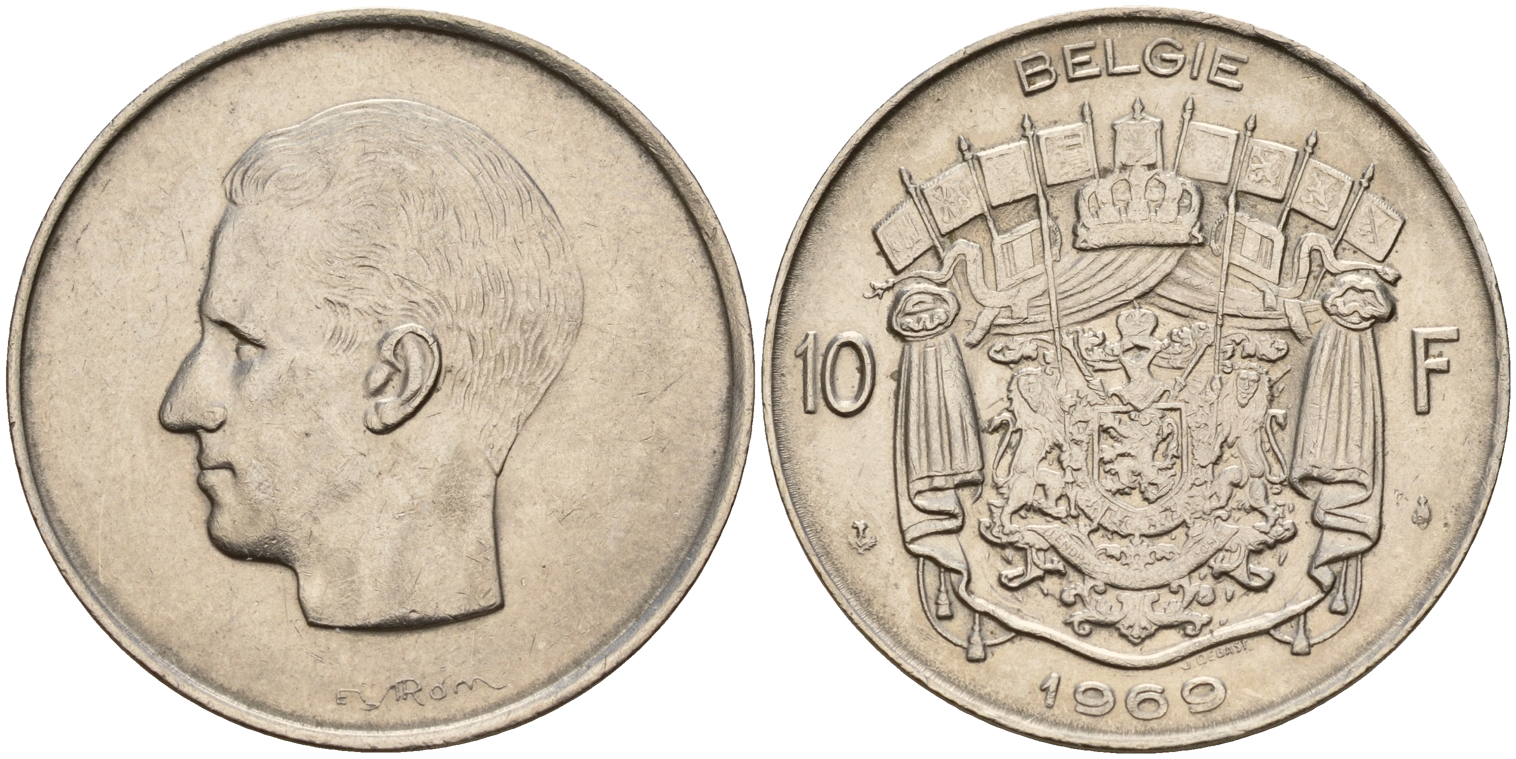 Бельгия 10 франков 1969 Belgie KM 156.1 никель    4187-441