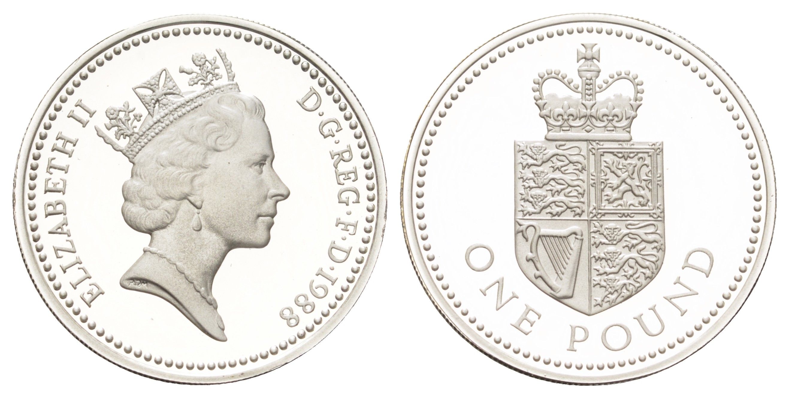 Великобритания 1 фунт 1988 Елизавета II (1952-2022) KM 954a, Spink J6 серебро PROOF 5-6-3-43