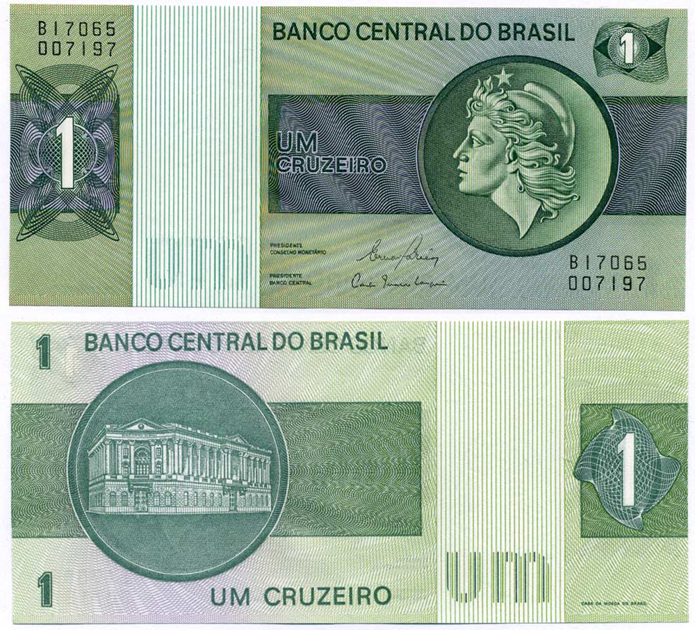 БРАЗИЛИЯ 1 КРУЗЕЙРО 1980 ПОДПИСЬ 20, СЕРИЯ В Pick 191Ас бумага UNC (ПРЕСС) 8611-37-3-1