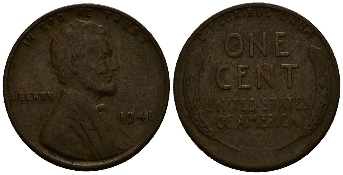 США 1 цент 1941 Линкольн KM 132 бронза 4164-825