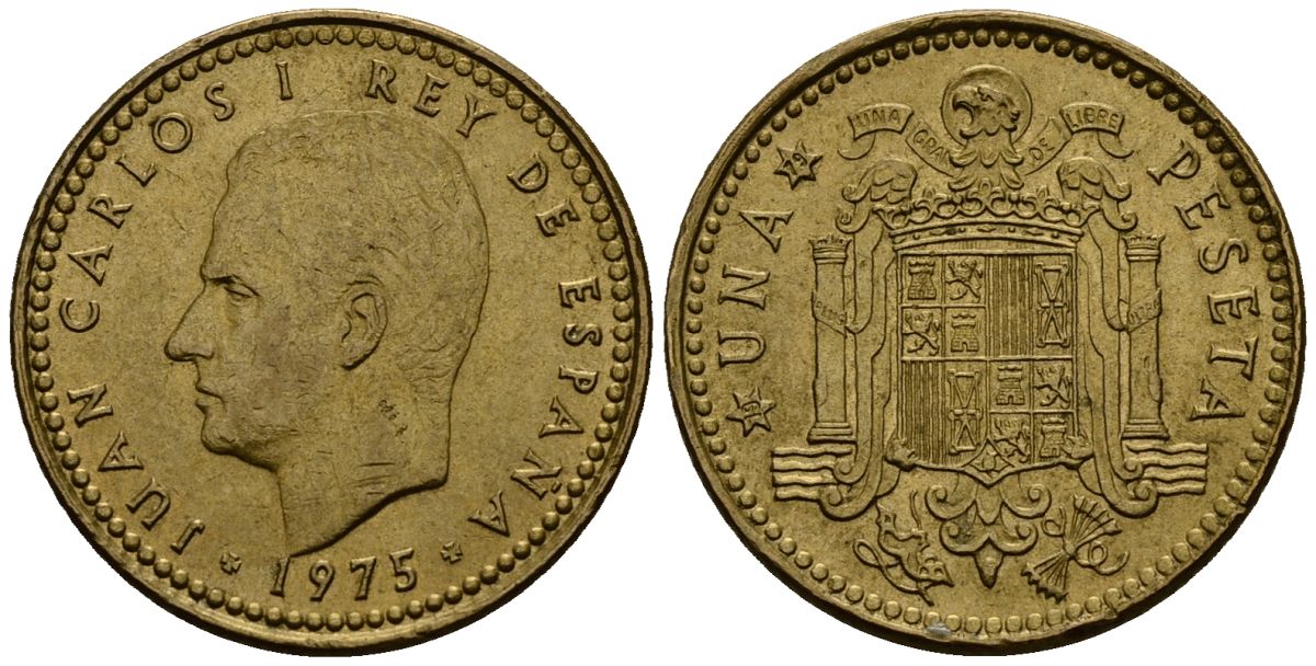 Испания 1 песета 1975 Хуан Карлос I (1975-2014) KM 806 алюминиевая бронза 4176-355