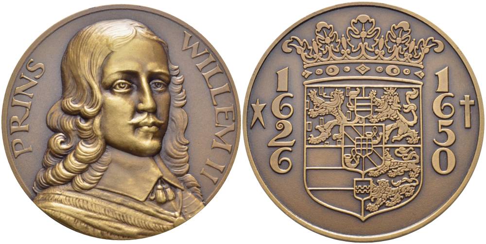 Нидерланды медаль ND Принц Нидерландов Виллем II(1626-1650), диаметр 50 мм.      1066-10-44