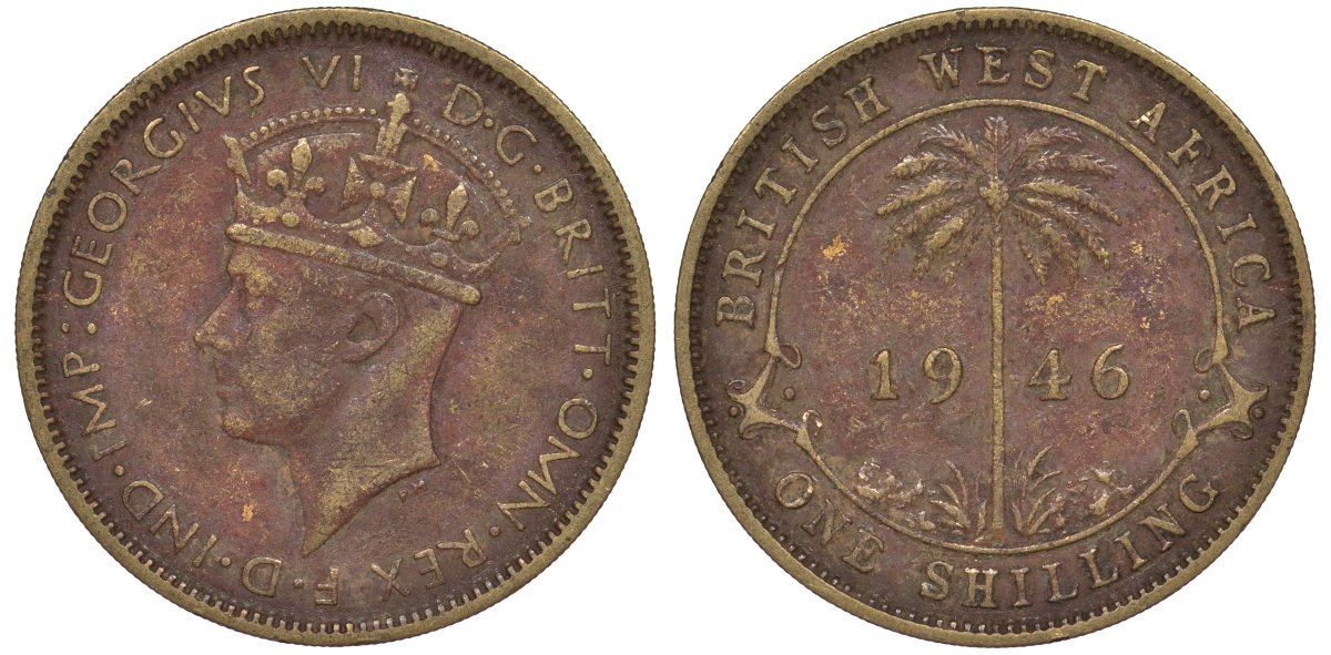 Британская Западная Африка 1 шиллинг 1946 Георг VI KM 23 никель латунь 25-1555
