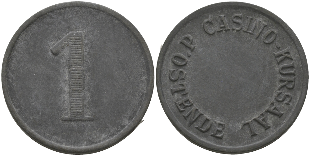 Ливан 1 жетон 1920? казино KURSAAL d'OSTENDE цинк 98-854