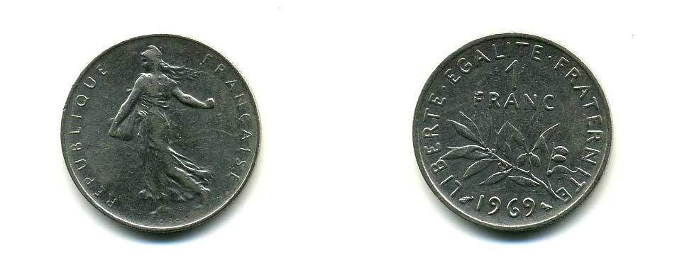 ФРАНЦИЯ 1 ФРАНК 1961 СЕЯТЕЛЬ KM 925.1 никель 83-746