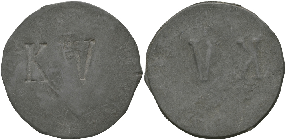 ФРАНЦИЯ ЖЕТОН, ТОКЕН ND ПЛАТЕЖНЫЙ ЖЕТОН НАЧАЛА XX ВЕКА, ОДНОСТОРОННИЙ ЧЕКАН, НА АВЕРСЕ НАДЧЕКАНКА БУКВ K V, ДИАМЕТР 26 ММ. цинк 65-512