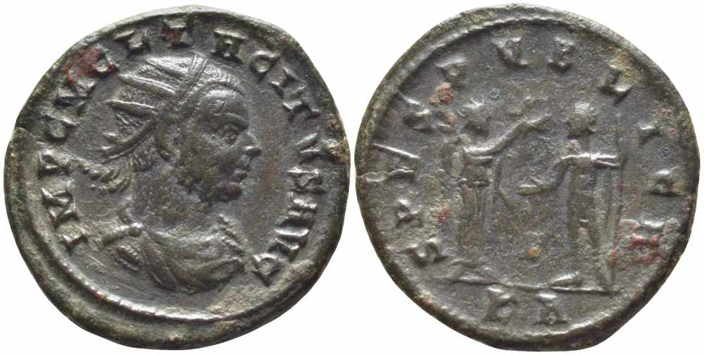 Римская Империя аврелианиан 275 Тацит SPES PVBLICA Кизик Good Very fine RIC 208 var бронза 1073-16-55