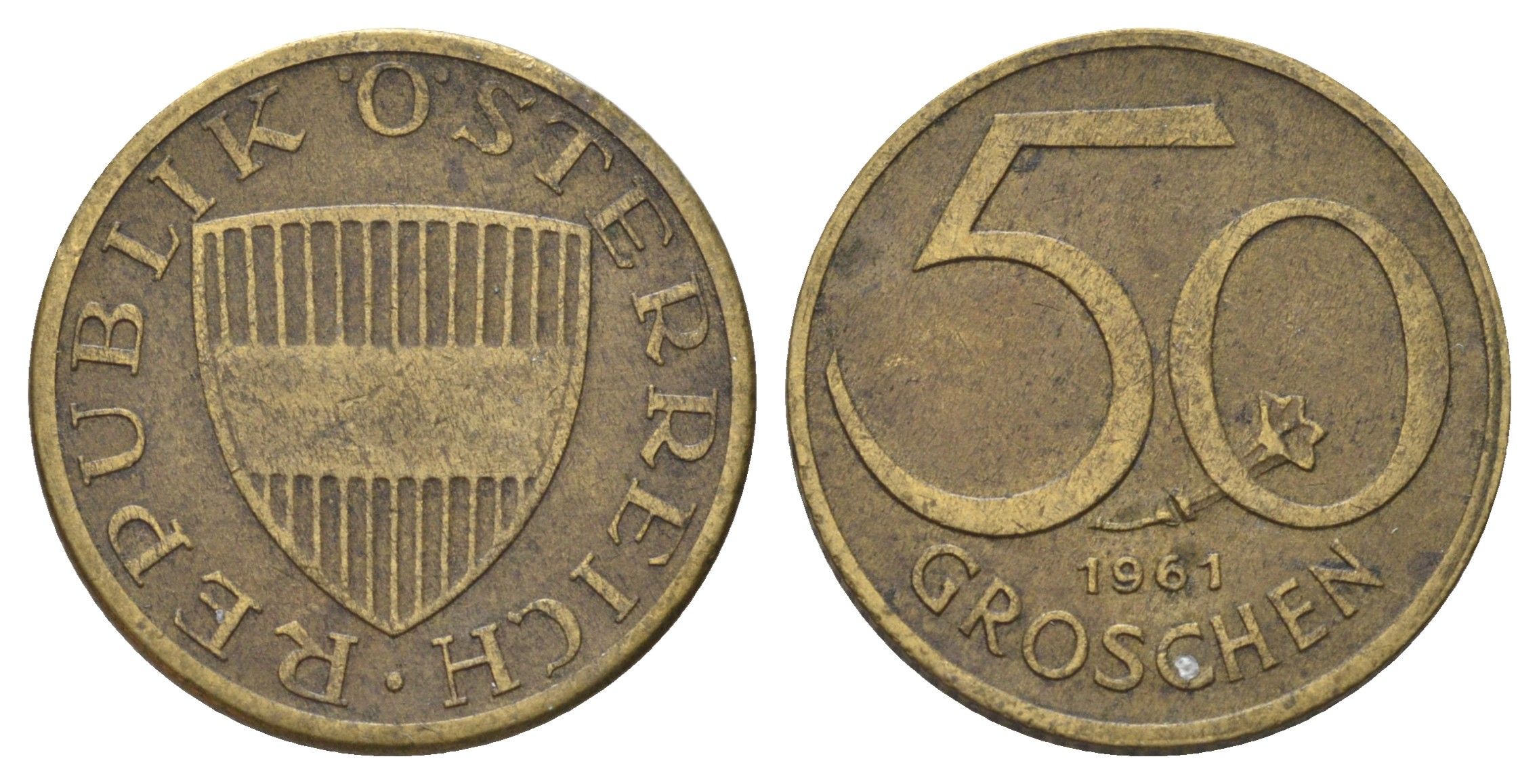 Австрия 50 грошей 1961 KM 2885 алюминиевая бронза 4684-838