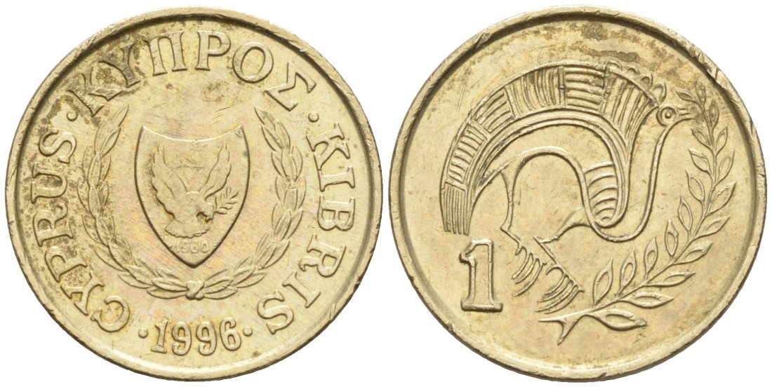 Кипр 1 цент 1996 птичка KM 53.3 никель латунь 4567-418