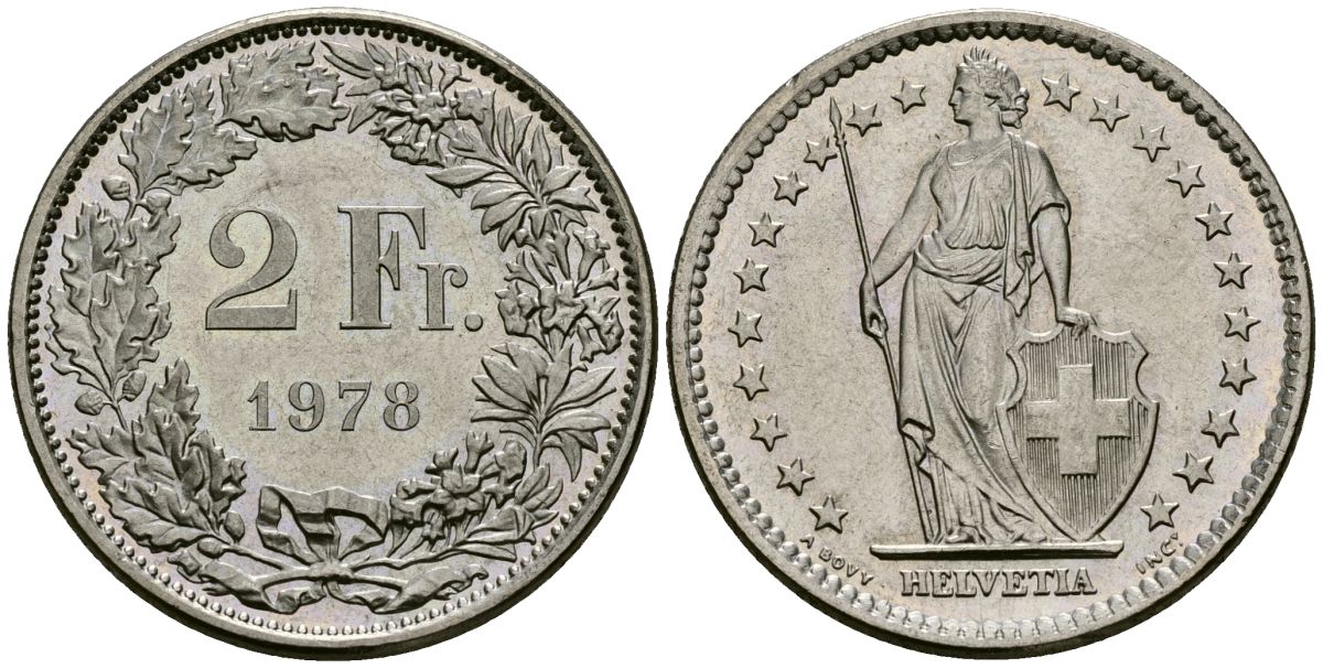 Швейцария 2 франка 1978 KM 21a медно-никель 4171-1231