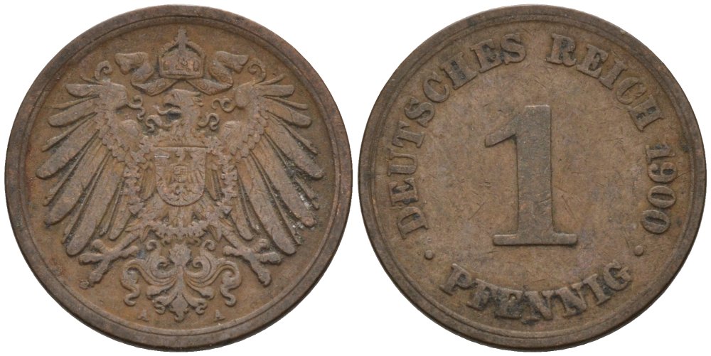 Германия 1 пфенниг 1900 A KM 10, J. 10 медь 4567-1139