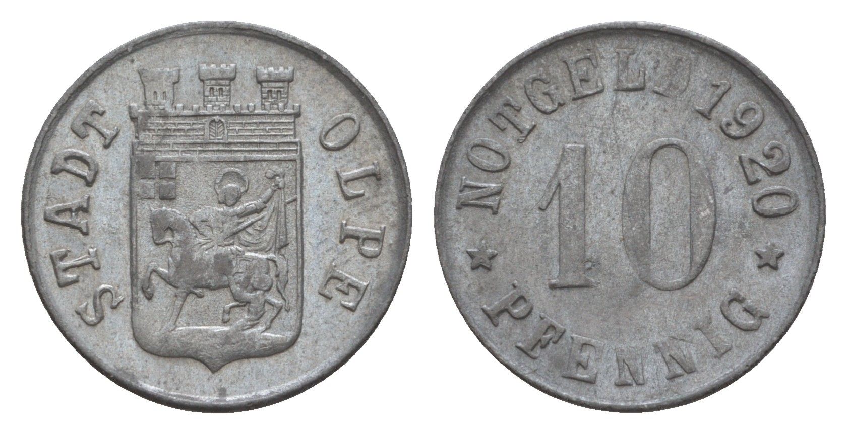 Ольпе 10 пфеннигов 1920 Funck 409.1, Men05 19907.1, Men22.2 24979.1 цинк 4659-356