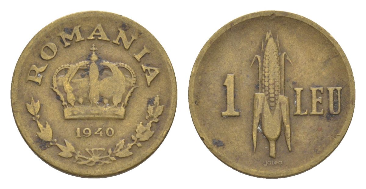 Румыния 1 лей 1940 KM 56 никель латунь 4632-1033