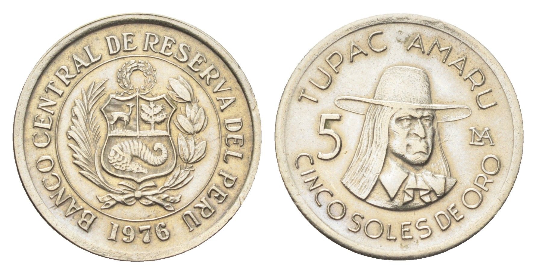 Перу 5 солей 1976 Тупак Амару II KM 267 медно-никель UNC 4676-123
